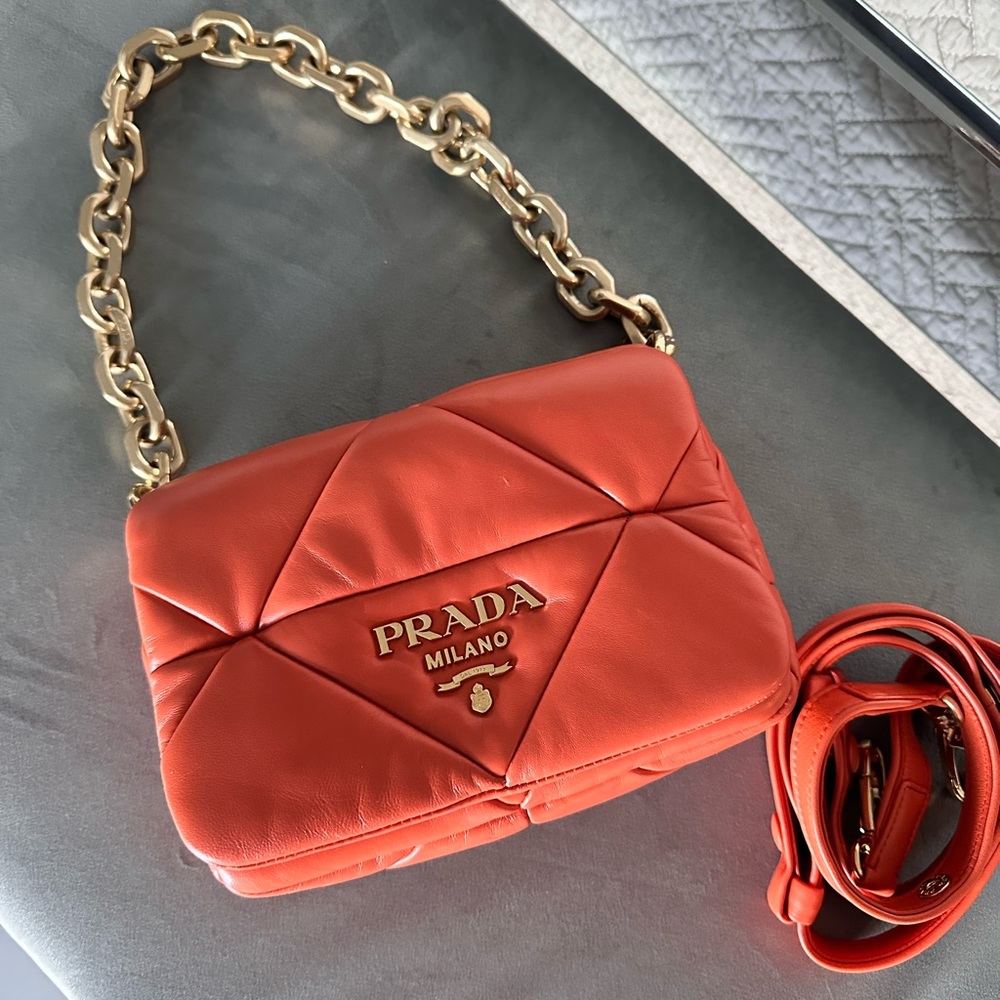 Prada Nappa Triangle Quilted Medium Patchwork System Flap Bag